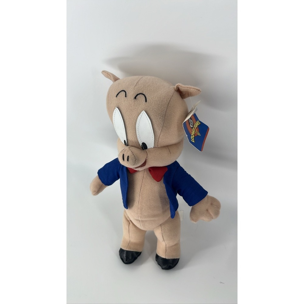 Vintage 1997 Porky Pig Looney Tunes Plush Ace Novelty Blue Jacket Red Bowtie NWT